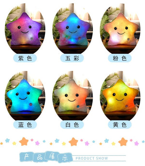 Planet Gates 24*22cm Creative Toy Luminous Star Pillow Stuffed Plush Glowing Colorful Stars Cushion Led Light Toys Gift For Kids Children