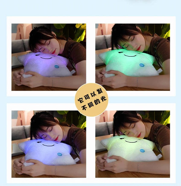 Planet Gates 24*22cm Creative Toy Luminous Star Pillow Stuffed Plush Glowing Colorful Stars Cushion Led Light Toys Gift For Kids Children