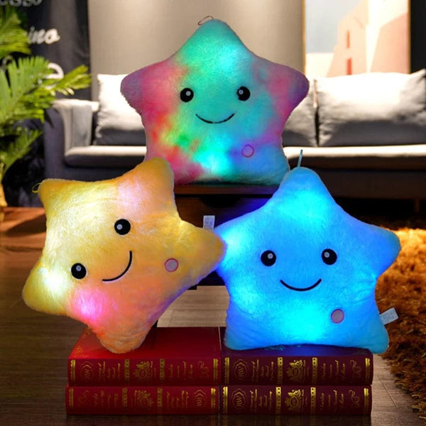 Planet Gates 24*22cm Creative Toy Luminous Star Pillow Stuffed Plush Glowing Colorful Stars Cushion Led Light Toys Gift For Kids Children
