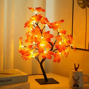 Planet Gates 24 LED Maple Leaf Fairy Light Flower Tree Table Lamp Rose Night Light Gifts for Wedding Party Autumn Halloween Decoration