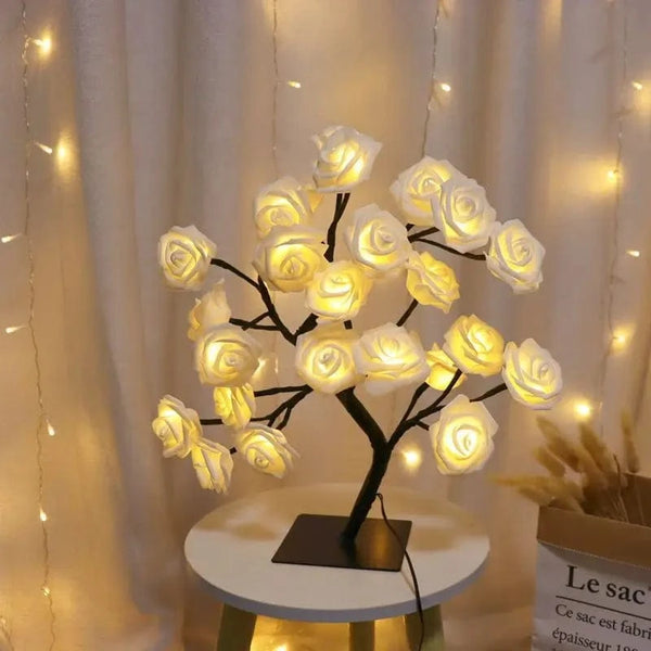 Planet Gates 24 LED Maple Leaf Fairy Light Flower Tree Table Lamp Rose Night Light Gifts for Wedding Party Autumn Halloween Decoration