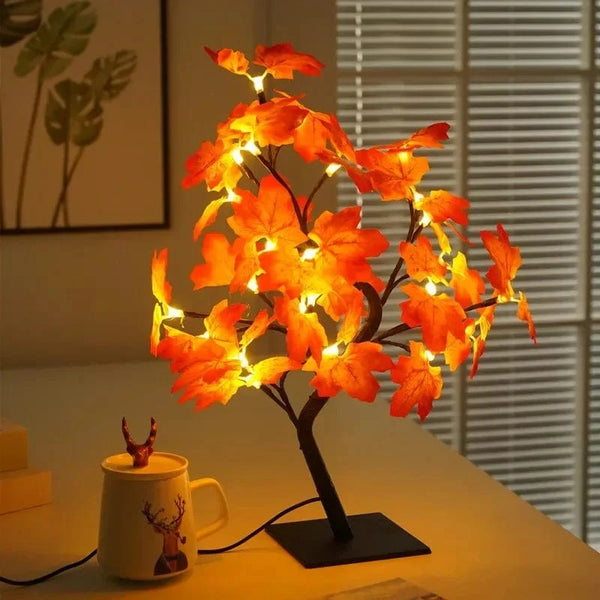 Planet Gates 24 LED Maple Leaf Fairy Light Flower Tree Table Lamp Rose Night Light Gifts for Wedding Party Autumn Halloween Decoration