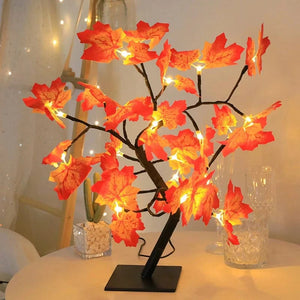 Planet Gates 24 LED Maple Leaf Fairy Light Flower Tree Table Lamp Rose Night Light Gifts for Wedding Party Autumn Halloween Decoration