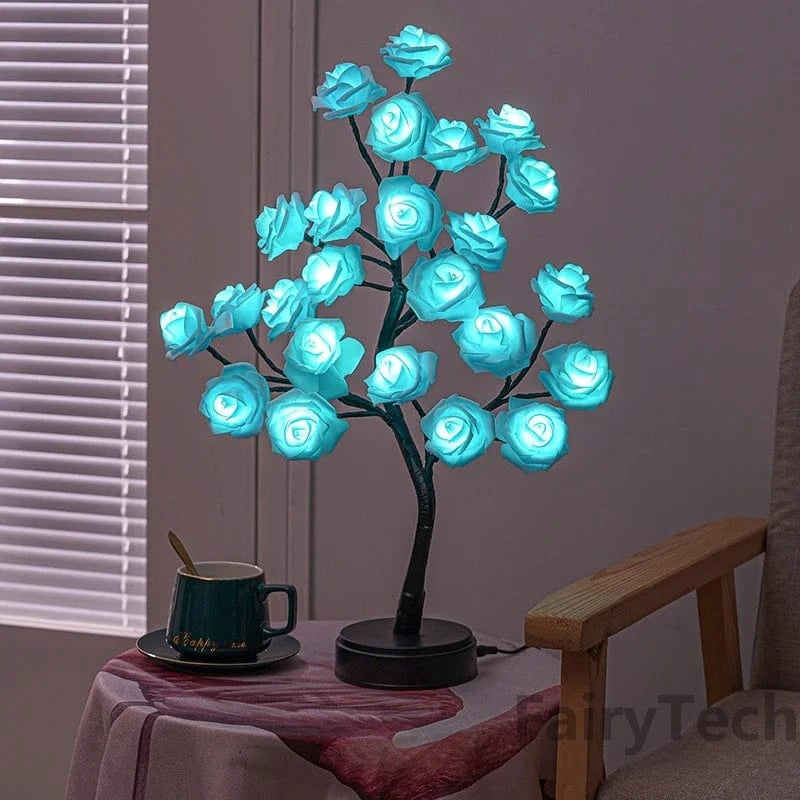 Planet Gates 24 LED Rose Flower Tree Lights USB Table Lamp Fairy Maple Leaf Night Light Home Party Christmas Wedding Bedroom Decoration Gift