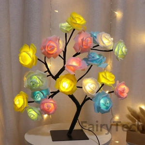 Planet Gates 24 LED Rose Flower Tree Lights USB Table Lamp Fairy Maple Leaf Night Light Home Party Christmas Wedding Bedroom Decoration Gift