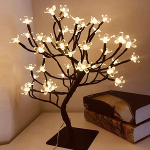 Planet Gates 24 LED Rose Flower Tree Lights USB Table Lamp Fairy Maple Leaf Night Light Home Party Christmas Wedding Bedroom Decoration Gift