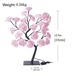 Planet Gates 24 LED Rose Tree Lights USB Plug Table Lamp Fairy Flower Night Light For Home Party Christmas Wedding Bedroom Decoration Gift