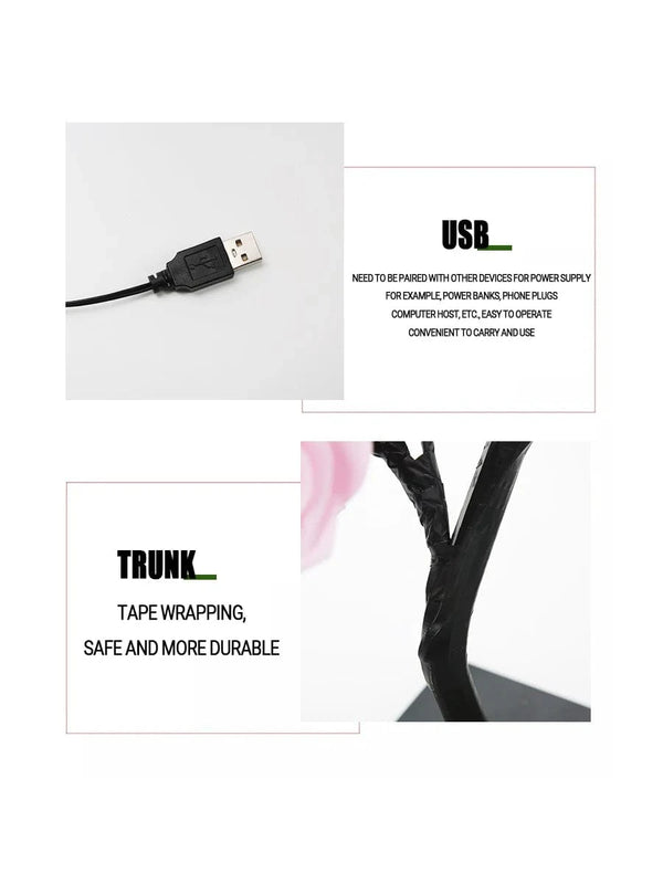 Planet Gates 24 LED Rose Tree Lights USB Plug Table Lamp Fairy Flower Night Light For Home Party Christmas Wedding Bedroom Decoration Gift