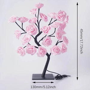 Planet Gates 24 LED Rose Tree Lights USB Plug Table Lamp Fairy Flower Night Light For Home Party Christmas Wedding Bedroom Decoration Gift
