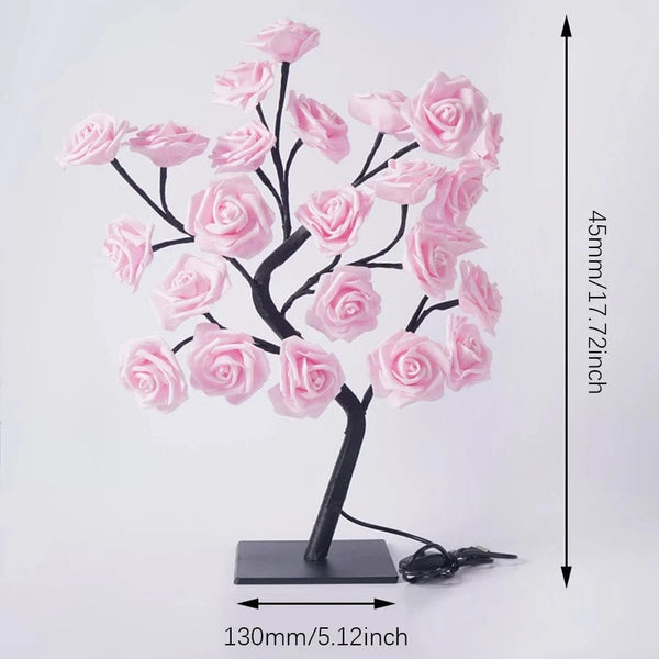 Planet Gates 24 LED Rose Tree Lights USB Plug Table Lamp Fairy Flower Night Light For Home Party Christmas Wedding Bedroom Decoration Gift