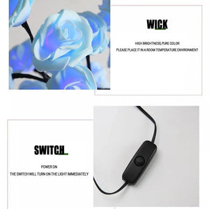 Planet Gates 24 LED Rose Tree Lights USB Plug Table Lamp Fairy Flower Night Light For Home Party Christmas Wedding Bedroom Decoration Gift