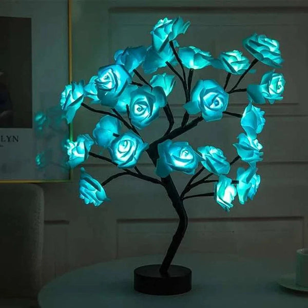 Planet Gates 24 LED Rose Tree Lights USB Plug Table Lamp Fairy Flower Night Light For Home Party Christmas Wedding Bedroom Decoration Gift