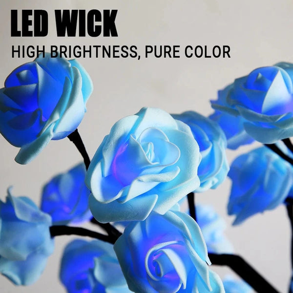 Planet Gates 24 LED Rose Tree Lights USB Plug Table Lamp Fairy Flower Night Light For Home Party Christmas Wedding Bedroom Decoration Gift