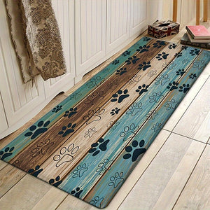 Planet Gates 24in*71in/60cm*180cm 1pc, Animal Paws Pattern Floor Mat, Flannel Modern Kitchen Rug, Indoor Carpet, Non-Slip Kitchen Mat, For Home Decor, Room Decor
