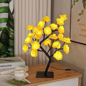 Planet Gates 24LED Table Lamp Rose Flower Tree USB Night Lights Christmas Decoration Gift for Kids Room Rose Flower Lighting Home Decoration