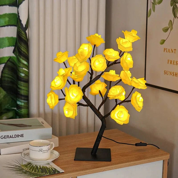 Planet Gates 24LED Table Lamp Rose Flower Tree USB Night Lights Christmas Decoration Gift for Kids Room Rose Flower Lighting Home Decoration