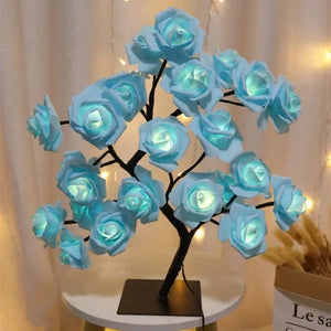 Planet Gates 24Leds blue rose 24 LED Rose Flower Tree Lights USB Table Lamp Fairy Maple Leaf Night Light Home Party Christmas Wedding Bedroom Decoration Gift