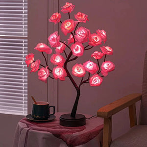 Planet Gates 24Leds pink white 2 24 LED Rose Flower Tree Lights USB Table Lamp Fairy Maple Leaf Night Light Home Party Christmas Wedding Bedroom Decoration Gift