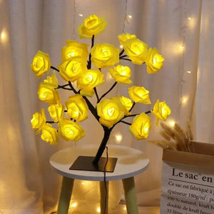 Planet Gates 24Leds yellow rose 24 LED Rose Flower Tree Lights USB Table Lamp Fairy Maple Leaf Night Light Home Party Christmas Wedding Bedroom Decoration Gift