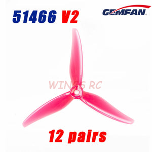 Planet Gates 24pcs/12 pairs Gemfan 51466 V2 5inch 3 Blade/Tri-Blade Propeller Props FPV Brushless motor For FPV Racing Drone 6 Colors Yellow