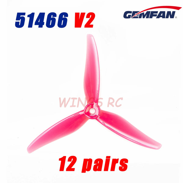 Planet Gates 24pcs/12 pairs Gemfan 51466 V2 5inch 3 Blade/Tri-Blade Propeller Props FPV Brushless motor For FPV Racing Drone 6 Colors Yellow