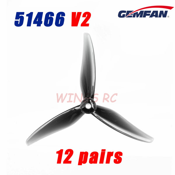 Planet Gates 24pcs/12 pairs Gemfan 51466 V2 5inch 3 Blade/Tri-Blade Propeller Props FPV Brushless motor For FPV Racing Drone 6 Colors Yellow