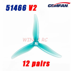 Planet Gates 24pcs/12 pairs Gemfan 51466 V2 5inch 3 Blade/Tri-Blade Propeller Props FPV Brushless motor For FPV Racing Drone 6 Colors Yellow