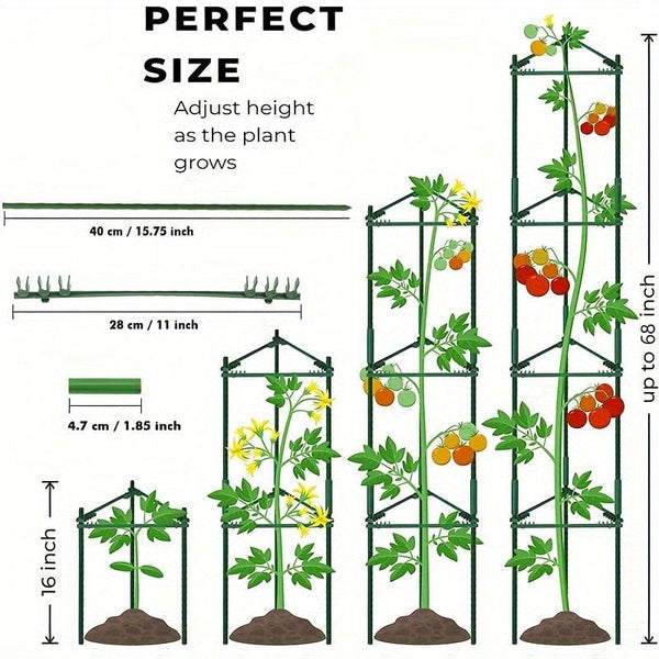Planet Gates 24pcs/33pcs Plant Cages 119.99/159.99cm Tomato Cages Deformable Plant Supports Tomato Support Garden Plant Cages Multi-Functional Tomato Cucumber Trellis For Climbing Vegetables
