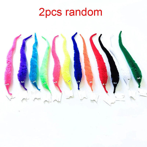 Planet Gates 24pcs 5/10/20pcs Twisty Worm Magic Toys Party Favors Fuzzy Worm On A String Christmas Halloween Wizard New Strange Trick Toys For Kids