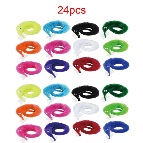 Planet Gates 24pcs 5/10/20pcs Twisty Worm Magic Toys Party Favors Fuzzy Worm On A String Christmas Halloween Wizard New Strange Trick Toys For Kids