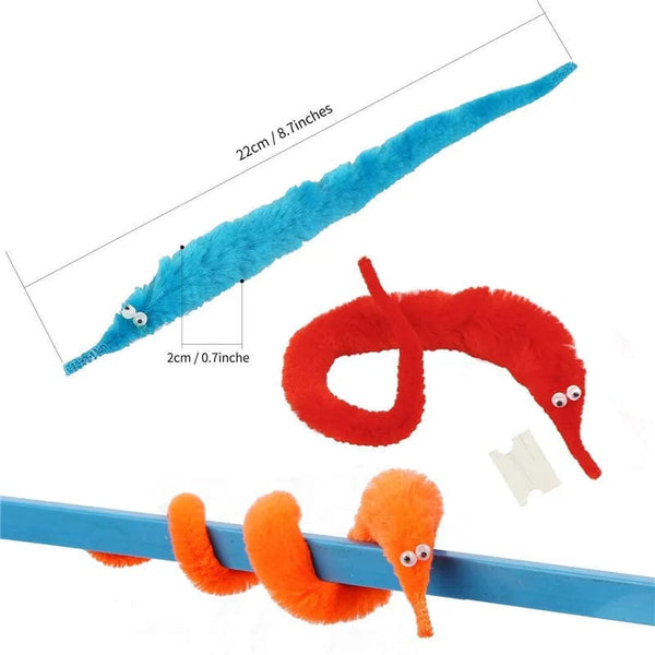 Planet Gates 24pcs 5/10/20pcs Twisty Worm Magic Toys Party Favors Fuzzy Worm On A String Christmas Halloween Wizard New Strange Trick Toys For Kids
