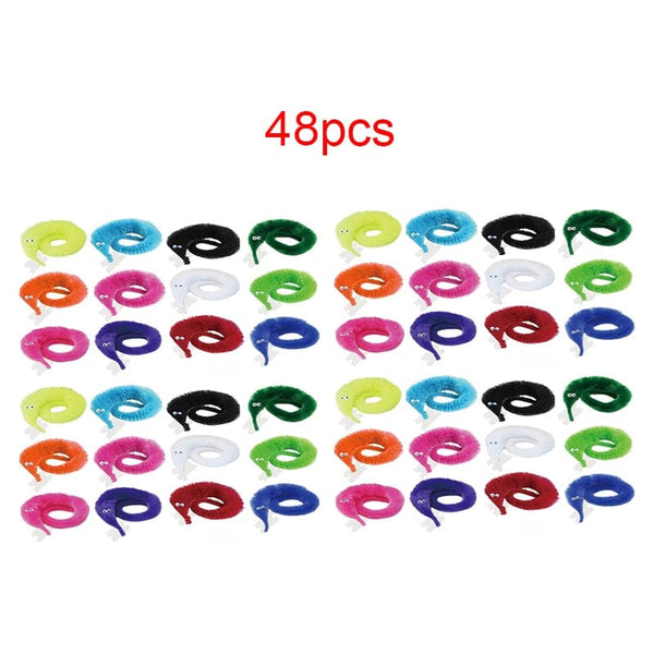 Planet Gates 24pcs 5/10/20pcs Twisty Worm Magic Toys Party Favors Fuzzy Worm On A String Christmas Halloween Wizard New Strange Trick Toys For Kids