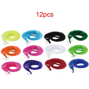 Planet Gates 24pcs 5/10/20pcs Twisty Worm Magic Toys Party Favors Fuzzy Worm On A String Christmas Halloween Wizard New Strange Trick Toys For Kids