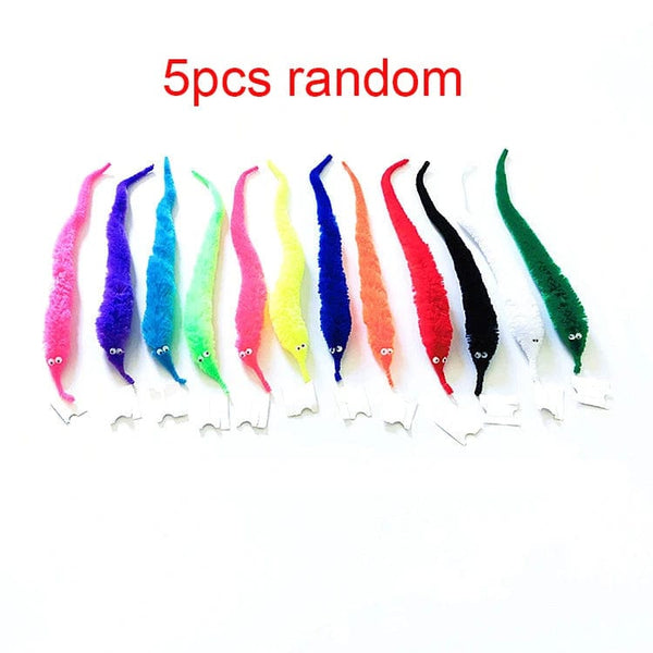Planet Gates 24pcs 5/10/20pcs Twisty Worm Magic Toys Party Favors Fuzzy Worm On A String Christmas Halloween Wizard New Strange Trick Toys For Kids