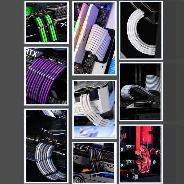 Planet Gates 24Pcs/Set Cable Comb Clamp Cables Clip Organizer ATX 24Pin CPU 8Pin 6Pin Computer Wire Management Clip Sleeved Cable Manager