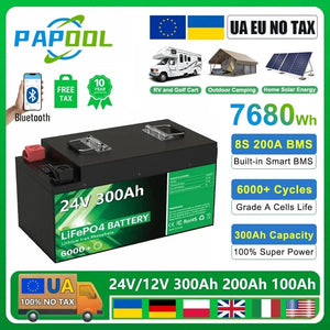 Planet Gates 24V 140Ah 3584Wh / CHINA LiFePO4 24V 300Ah 200Ah 12V 100Ah 140Ah 48V Battery Pack 7680Wh Grade A 6000+ Cycle RV Golf Cart Boat Solar Battery EU UA NO TAX