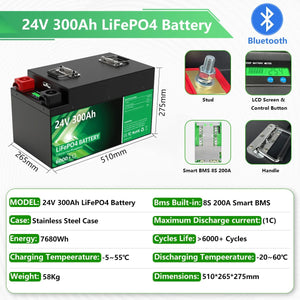 Planet Gates 24V 140Ah 3584Wh / CHINA LiFePO4 24V 300Ah 200Ah 12V 100Ah 140Ah 48V Battery Pack 7680Wh Grade A 6000+ Cycle RV Golf Cart Boat Solar Battery EU UA NO TAX
