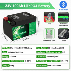 Planet Gates 24V 140Ah 3584Wh / CHINA LiFePO4 24V 300Ah 200Ah 12V 100Ah 140Ah 48V Battery Pack 7680Wh Grade A 6000+ Cycle RV Golf Cart Boat Solar Battery EU UA NO TAX
