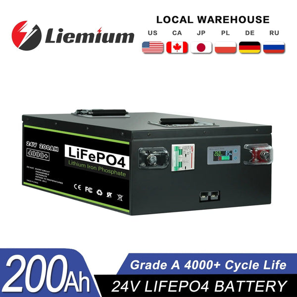 Planet Gates 24V 200Ah Pack / CHINA New 12V 24V 48V 100Ah  200Ah 280Ah 300Ah 400Ah LiFePO4 Battery Built-in BMS Rechargeable Battery for Inverter Solar RV No Tax