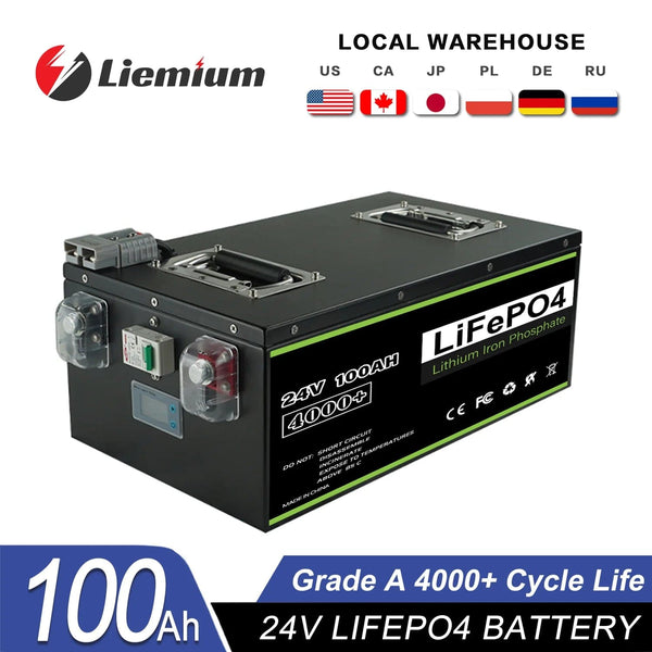 Planet Gates 24V100Ah Pack / CHINA New 12V 24V 48V 100Ah  200Ah 280Ah 300Ah 400Ah LiFePO4 Battery Built-in BMS Rechargeable Battery for Inverter Solar RV No Tax
