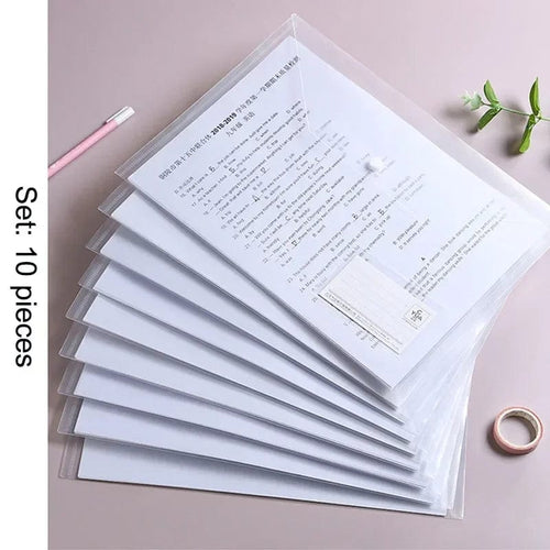 Planet Gates 25-10pcs 10 Pieces File Bag Plastic 16C A4 Paper Storage Folder PP Transparent Portfolio Policy Briefcase with Label Waterproof File Bag