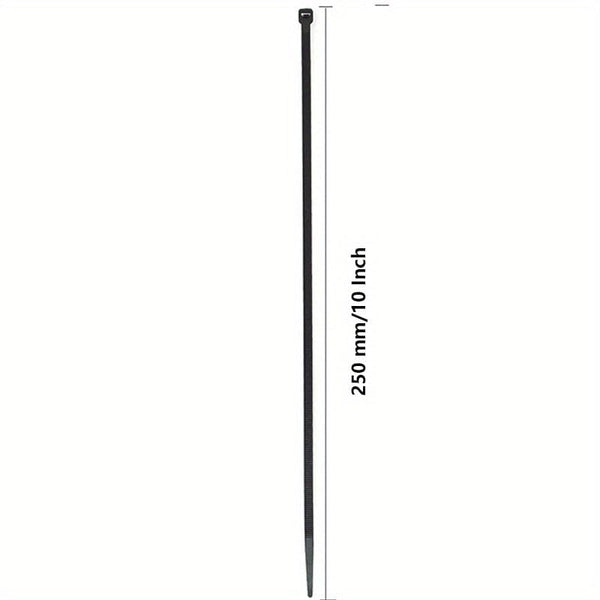 Planet Gates 25.4cm(100pcs) 100pcs Outdoor Weather Resistant Black Cable Ties Heavy Duty UV Resistant Zip Ties Multi-Purpose Self-Locking Black Nylon Tie Wraps Management Bundles