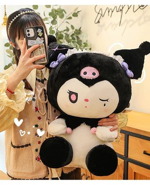Planet Gates 25/50cm Sanrio Dark Devil Kuromi Doll Plush Toy Cute Girl Cloth Doll Large Plushies Pillow Children's Birthday Gift