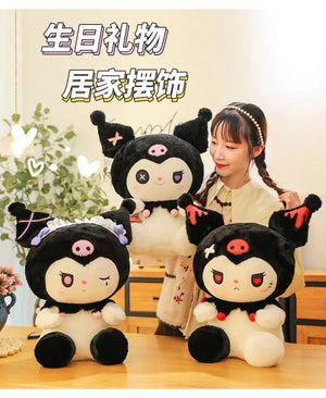 Planet Gates 25/50cm Sanrio Dark Devil Kuromi Doll Plush Toy Cute Girl Cloth Doll Large Plushies Pillow Children's Birthday Gift