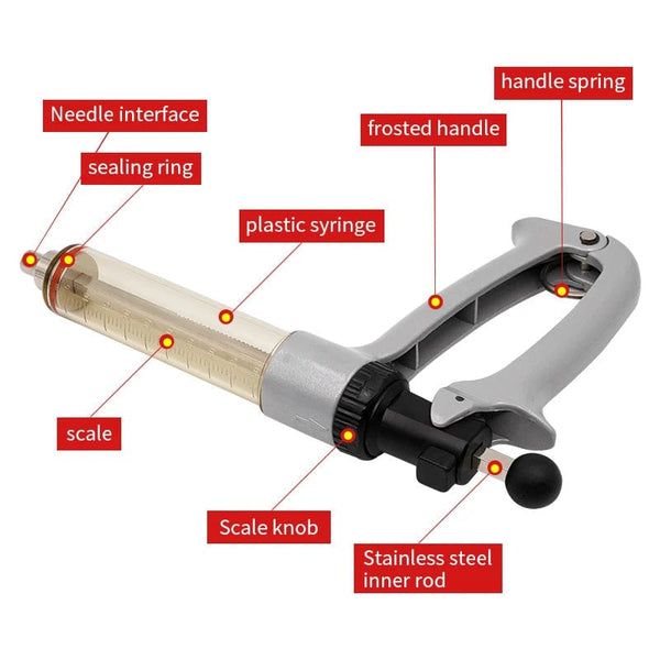 Planet Gates 25/50ml Semi-Automatic Veterinary Continuous Syringe Animal Injection Adjustable Vaccine Syringe for Livestock Cattle Sheep