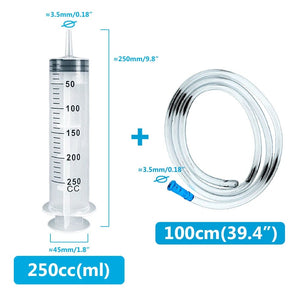 Planet Gates 250ml And Hose Multifunction 100ml-550ml Syringe Large Capacity With 100cm Hose Pump Measuring Washable Injector For Pet Feeding Oil Glue Fluid
