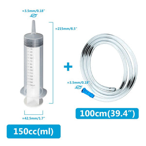 Planet Gates 250ml And Hose Multifunction 100ml-550ml Syringe Large Capacity With 100cm Hose Pump Measuring Washable Injector For Pet Feeding Oil Glue Fluid