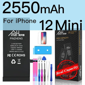 Planet Gates 2550mAh For i12 MINI PINZHENG Battery For iPhone X XR XS 11 12 13 Mini Max Pro Promax Real High Capacity Replacement Bateria Warranty One Year