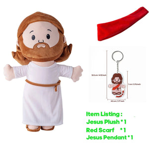 Planet Gates 25cm/50cm Cartoon Jesus Pillow Stuffed Toy Bedside Sofa Cushion Christmas Gift Soft Plush Doll with Bible Pillow for Children