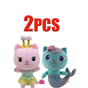 Planet Gates 25cm 7-piece Gabby doll house plush toy cartoon stuffed animal mermaid cat mermaid plush doll children's Christmas gift